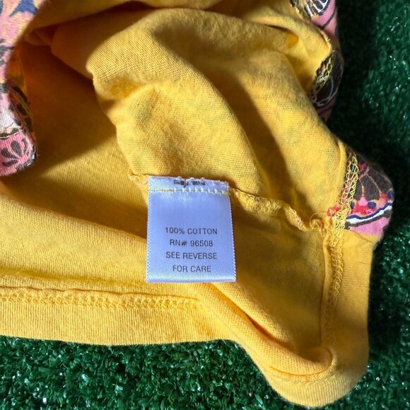 Sugar Tart Short Sleeve Mustard Multicolor Butterfly Cute Top Shirt Size M 10-12 - Picture 8 of 14